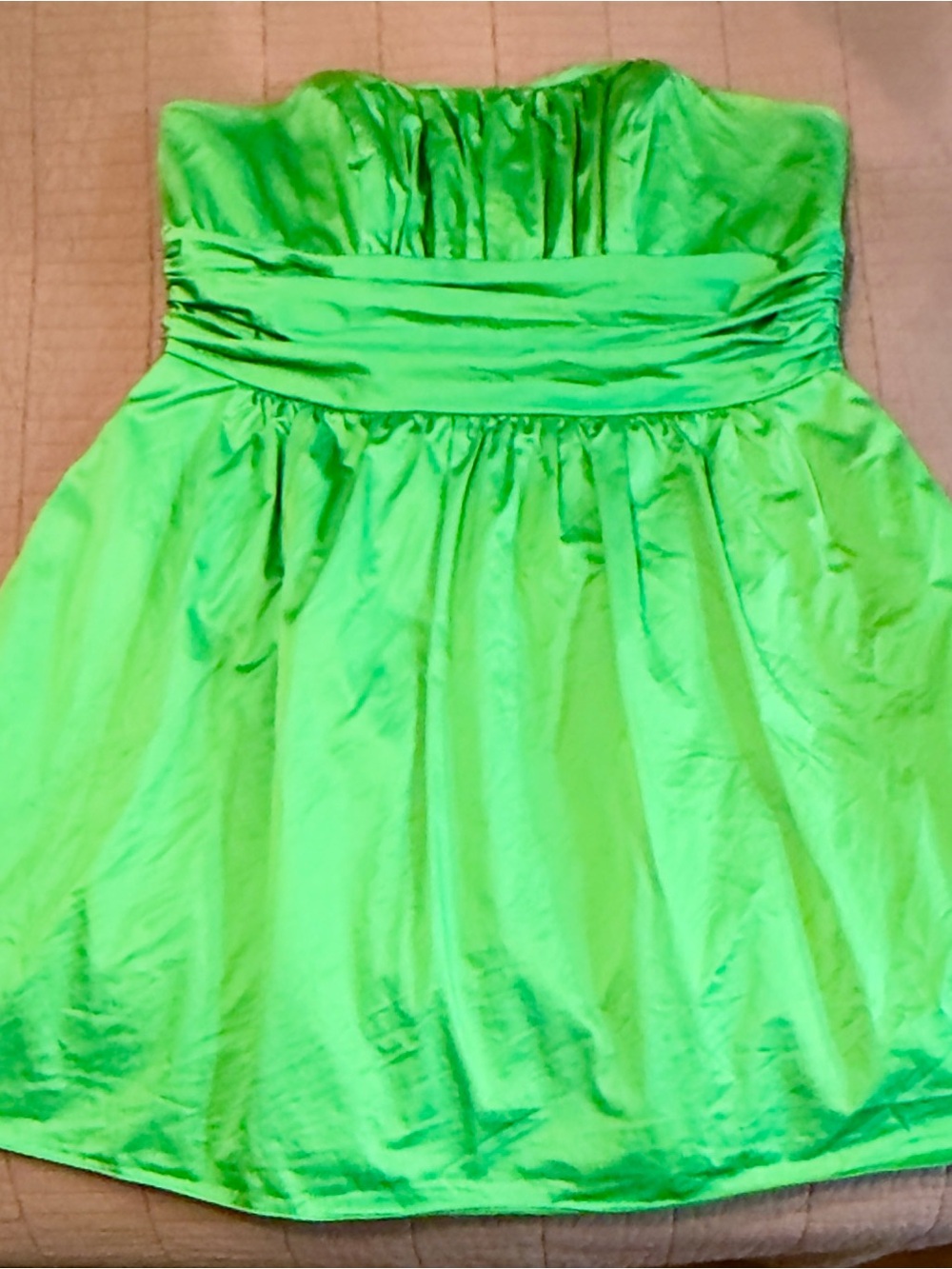 David’s Bridal Green Strapless Ruched Dress | Size 20 | Style 83312